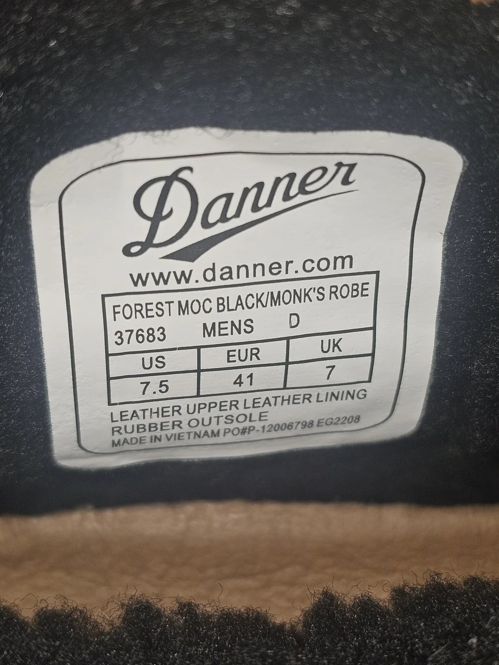 Danner Forest Moc Black/Monk's Robe Camping Boot Men's 7.5 D Unisex Womens 8.5-9